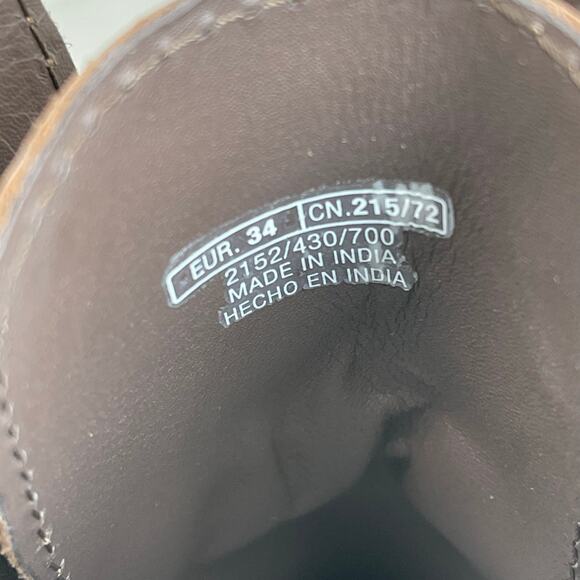 Rare ZARA Kids Brown Combat Boots EU 34 Distressed Lace Up Chunky Lug Sole Zip - Picture 11 of 11